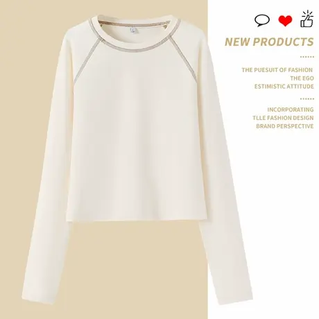 KWV真维斯长袖t恤女2025年新款春秋内搭打底衫设计感修身上衣女商品大图