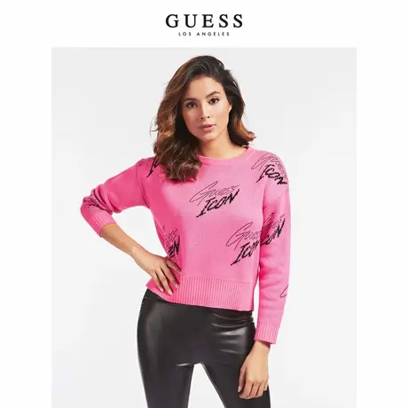 GUESS2020新款秋女士圆领套头针织毛衣-W0YR96Z2OU0-G628图片