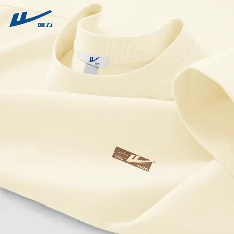 回力纯棉短袖男款杏色简约上衣夏季2025新款美式重磅休闲男士t恤D图片