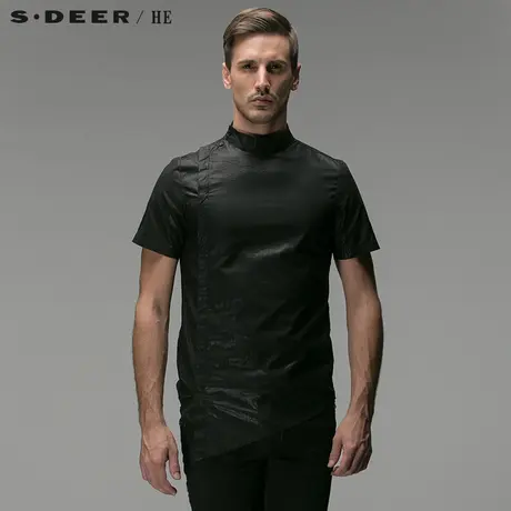 S.Deer/He【惠】 圣迪奥纯黑斜襟休闲衬衫H14270459图片