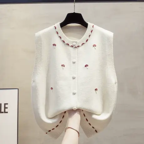 开衫圆领针织马甲背心女2025春秋新款宽松外穿马夹叠穿毛衣坎肩潮图片