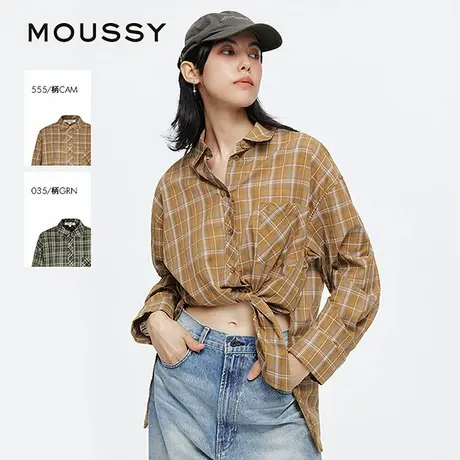MOUSSY 2025夏季新品复古宽松时尚舒适长袖衬衫女028ISA30-4071图片