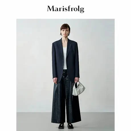 【松弛裤装】玛丝菲尔秋西裤腰头八分裤长环保PU皮长裤商品大图