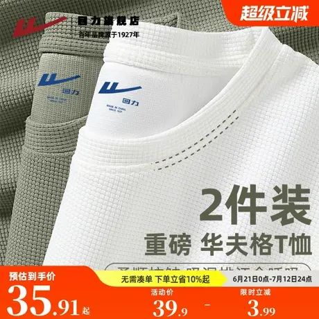 回力小众设计感t恤男夏季华夫格短袖圆领男生重磅肌理感半袖衣服K图片