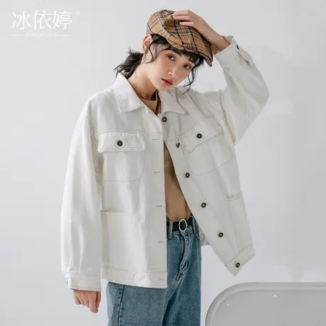 春秋港味复古bf原宿风宽松工装外套女韩版酷帅气街头牛仔夹克学生商品大图