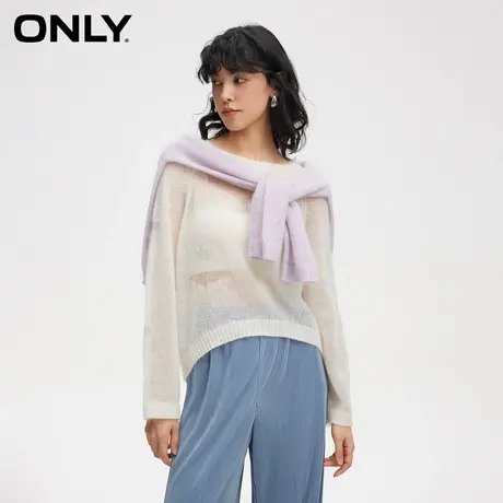 ONLY奥莱夏季休闲舒适宽松圆领短款毛衣针织衫女商品大图