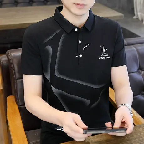 2025新款夏季翻领男士短袖纯棉t恤休闲潮牌POLO衫男装带领子半袖图片