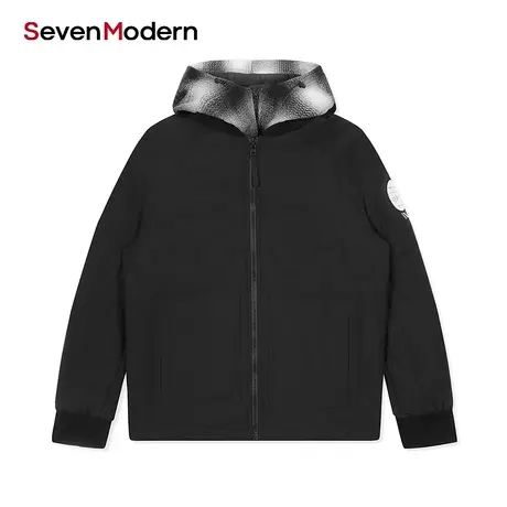 【清仓商场同款】柒牌奥莱男装潮牌SevenModern秋冬连帽保暖棉服图片