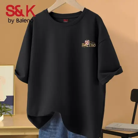 班尼路S&K系列国潮短袖男t恤夏季新款重磅纯棉百搭休闲男生上衣服商品大图