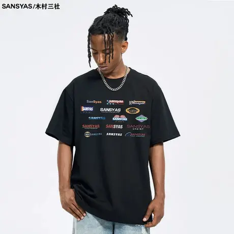 木村三社SANSYAS 青少年短袖2024新款男纯棉潮牌t恤打底衫半袖商品大图