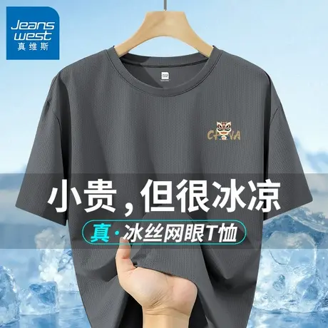 GV真维斯冰丝t恤男夏季男士中国风短袖男款透气网眼运动速干衣B图片