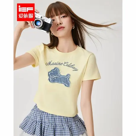 IEF/爱依服上衣2025夏季新款美式时尚小众设计感休闲百搭显瘦T恤商品大图