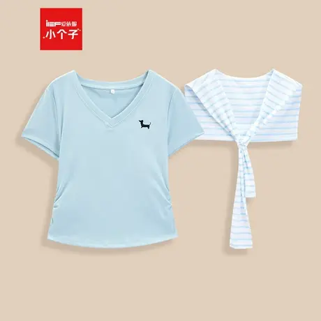 IEF/爱依服2025夏季新款韩版时尚休闲通勤气质带披肩百搭短袖上衣商品大图