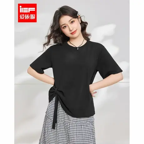 IEF/爱依服大码女装2025韩版时尚小众设计感通勤百搭显瘦短袖上衣商品大图