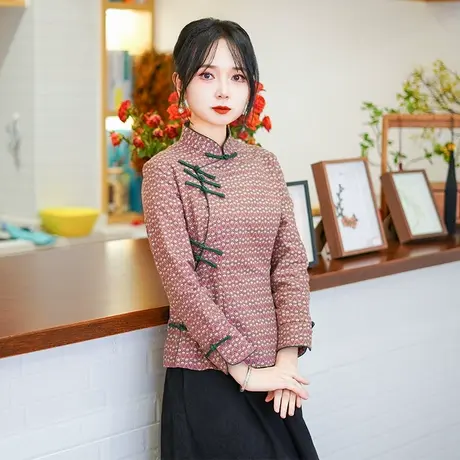 筠雅春季新款中国风唐装上衣修身显瘦气质减龄款新中式女装25J033商品大图