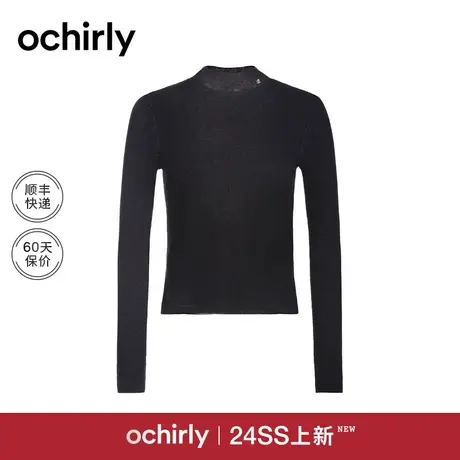 半高领修身针织衫女 ochirly欧时力2024新款春装上衣软糯钻饰轻薄图片