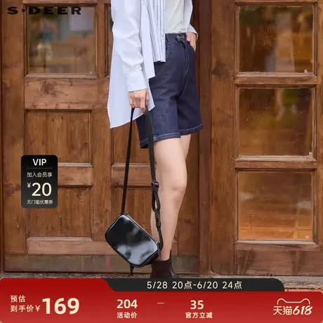 【sdeer奥莱】圣迪奥女装松紧拼接插袋牛仔A字短裤S24380901图片