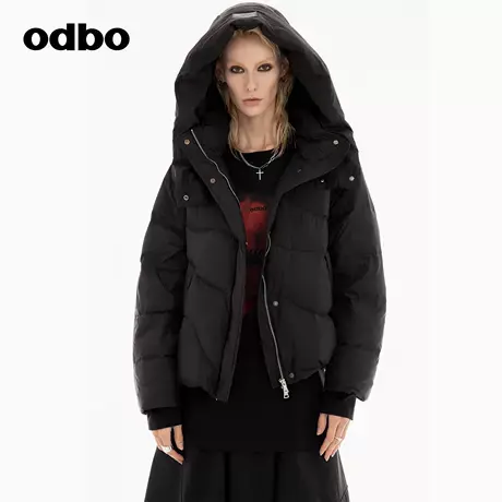 odbo/欧迪比欧时尚设计感保暖短外套女2024年秋季新款连帽羽绒服商品大图