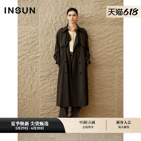 INSUN恩裳冬季雅丹老钱风驼绒内胆长款风衣商品大图