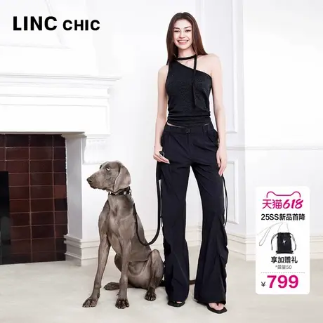 LINC金羽杰2025年夏季新款休闲裤子女直筒机能感长裤女款户外穿搭商品大图