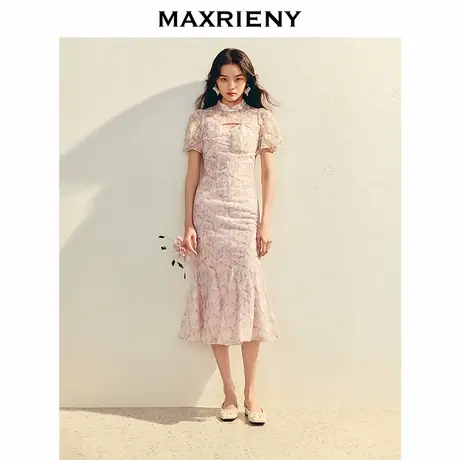 【奥莱】MAXRIENY甜美浪漫收腰鱼尾连衣裙图片