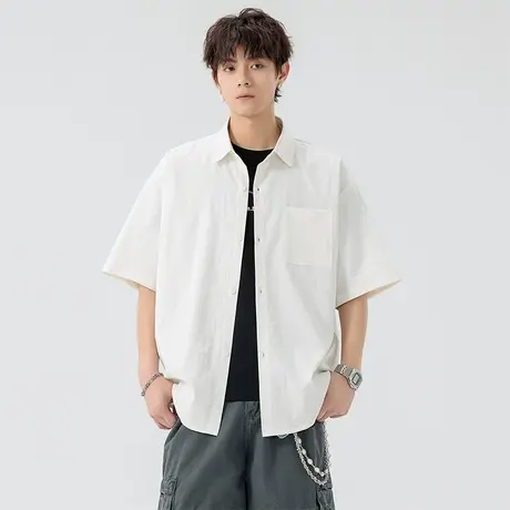 回力冰丝短袖衬衫男士夏季薄款2025新款半袖休闲工装男生衬衣外套商品大图