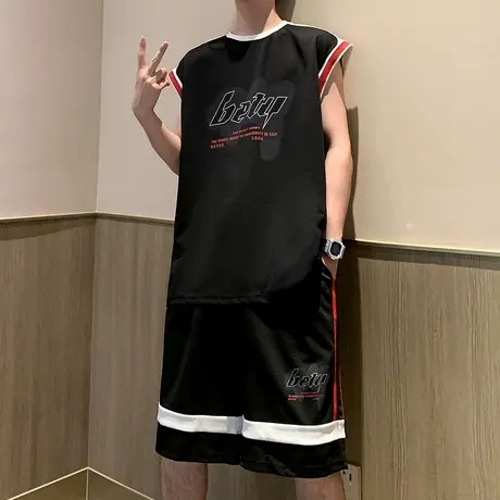 运动套装男夏季2025新款跑步健身速干无袖t男生背心篮球服两件套图片