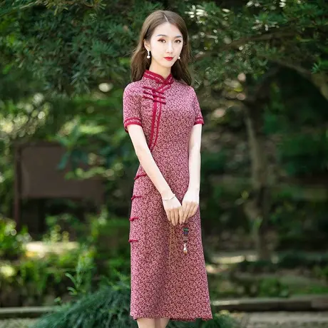 筠雅改良旗袍2025年新款气质年轻款小个子开叉棉麻连衣裙中式裙子图片