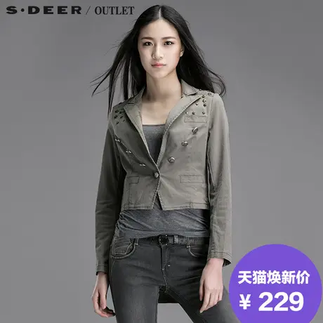 sdeer圣迪奥2017秋装中性风铆钉燕尾摆外套S15182273图片