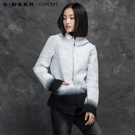 sdeer圣迪奥女装2017冬装皲裂纹理挺括感外套S15482249图片