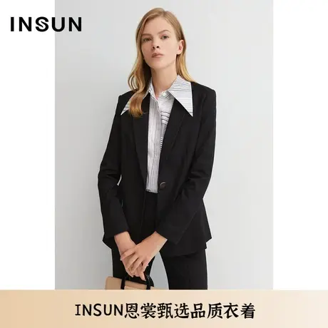 INSUN恩裳夏季简约干练黑色修身西装商品大图