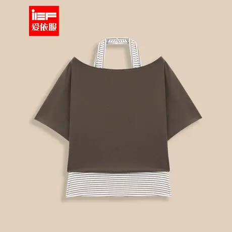 IEF/爱依服2025夏季新款韩版时尚休闲通勤风假两件设计百搭蝙蝠衫图片