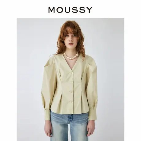 MOUSSY 法式优雅温柔宫廷风V领收腰泡泡袖长袖衬衫010GSW30-0610图片