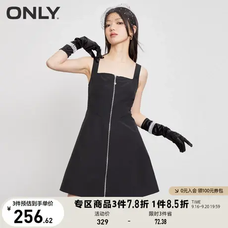 【买5免1】ONLY奥莱2023春夏新款时尚短款A字吊带连衣裙女商品大图