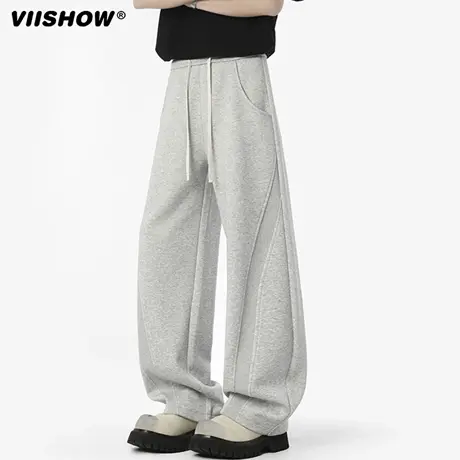 VIISHOW美式宽松cleanfit解构弯刀卫裤男士2025年秋季拼接休闲裤图片