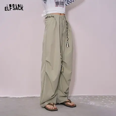 妖精的口袋复古工装风阔腿裤2025年夏季新款宽松休闲薄款梧桐裤子商品大图