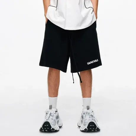 木村三社SANSYAS 反光字母logo印花五分短裤男夏季宽松美式休闲裤商品大图