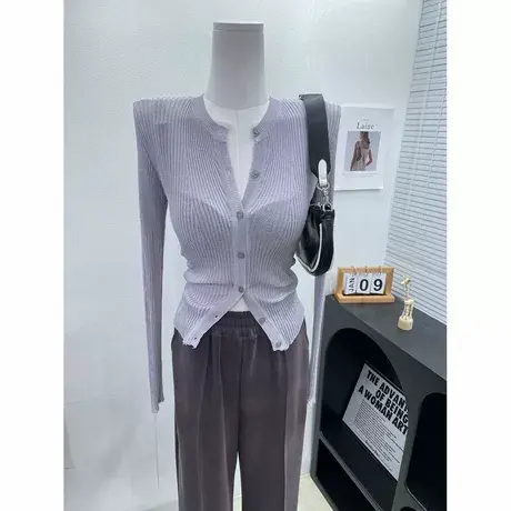 单穿or内搭！INS洋气单排扣长袖针织衫上衣女薄款修身显瘦打底衫图片