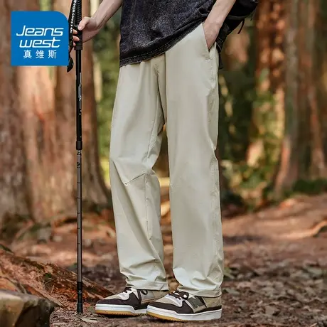 KZH真维斯速干休闲裤男夏季薄款宽松直筒冰丝裤潮流阔腿工装长裤图片