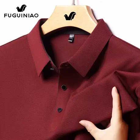 富贵鸟长袖t恤男士2025秋季新款百搭纯色打底衫休闲翻领Polo衫男商品大图