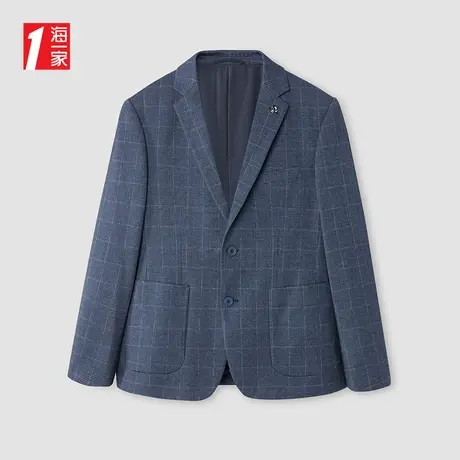 海一家质感格纹西装外套2025春季新款平驳领休闲男士西服商品大图