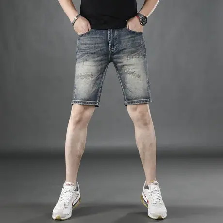 欧洲站男士牛仔裤短裤修身百搭男2025新款夏季薄款时尚休闲裤子图片