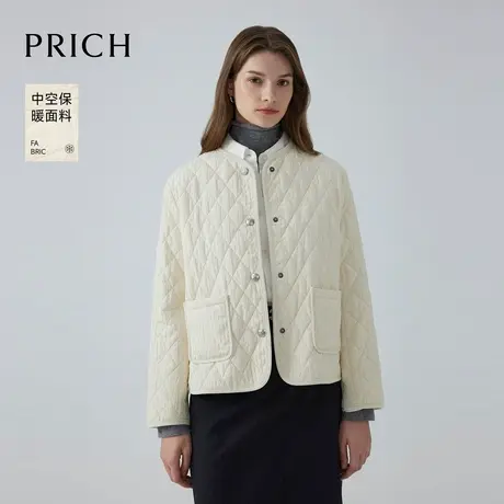 PRICH小香风灯芯绒休闲棉服2024冬季新款单排扣宽松保暖外套女图片