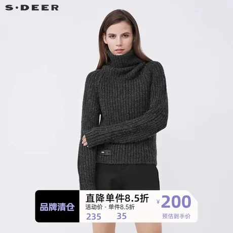 sdeer圣迪奥女装个性高领字母织带长袖针织衫S21483535🐤商品大图