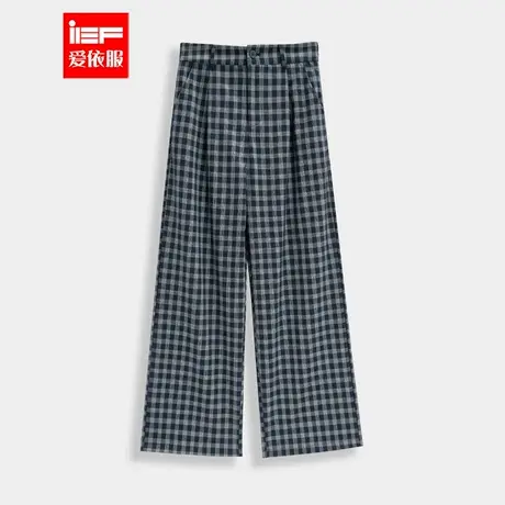 IEF/爱依服【微胖】大码女装2025夏季新款韩版格子休闲慵懒阔腿裤商品大图
