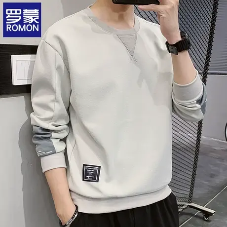 罗蒙男士卫衣秋冬款2025新款圆领宽松长袖潮流休闲打底衫衣服男款图片