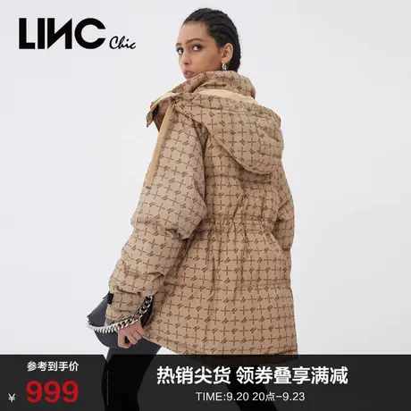 LINCCHIC金羽杰羽绒服女收腰复古印花短款羽绒服女冬季Y21802260Y商品大图