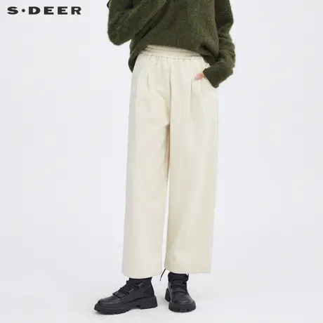 【直播间专属】sdeer圣迪奥松紧压褶插袋阔腿直筒长裤S214Z0803图片