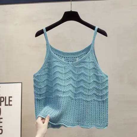 镂空v领针织马甲背心女2025春秋新款外穿马夹叠穿洋气毛衣坎肩潮商品大图