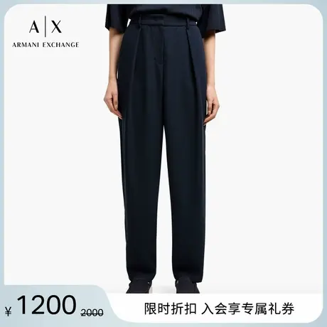 ARMANI EXCHANGE/阿玛尼2025夏季新款女士宽松锥形纯色褶皱休闲裤商品大图